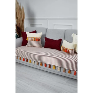 Aisha's Design Renkli Püsküllü Koltuk Örtüsü 90 x 210,KO-20