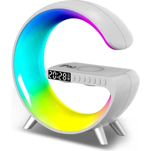 Rgb Çalar Saatli Gece Lambası, Bt Destekli Çağrı Cevaplayabilen Hoparlör (G-500W) Beyaz