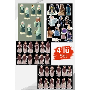 Hijab Jirl Çoklu Sticker Seti Planner Ajanda Bullet Journal Için Uygun Set