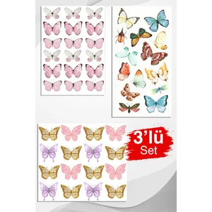 Kelebek Temalı Çoklu Sticker Seti Planner Ajanda Bullet Journal Için Uygun Set