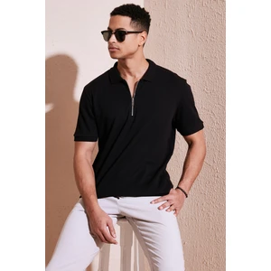 Pamuklu Regular Fit Fermuarlı Polo Yaka T Shirt Erkek Polo T Shirt 5902738
