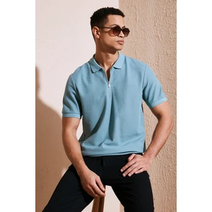 Pamuklu Regular Fit Fermuarlı Polo Yaka T Shirt Erkek Polo T Shirt 5902434