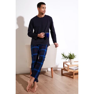 Ekoseli Pamuklu Regular Fit Uzun Kollu Pijama Takımı Erkek Pijama Takımı 6572005