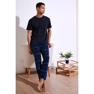 Ekoseli Pamuklu Regular Fit Kısa Kollu Pijama Takımı Erkek Pijama Takımı 6572006