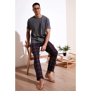 Ekoseli Pamuklu Regular Fit Kısa Kollu Pijama Takımı Erkek Pijama Takımı 6572006
