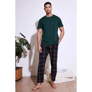 Ekoseli Pamuklu Regular Fit Kısa Kollu Pijama Takımı Erkek Pijama Takımı 6572006