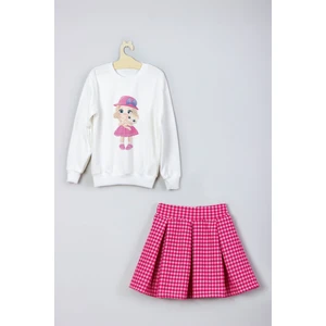 Ada Bebek Çocuk Yeni Sezon Prenses Kız Baskılı Etek Sweat Takım