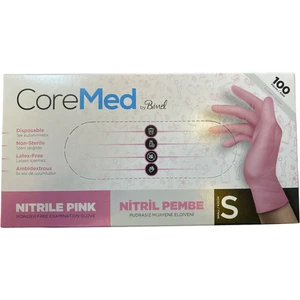 Core Med Pembe Pudrasız  Nitril Muayene Temizlik Eldiveni Small 100 Lü Core Med