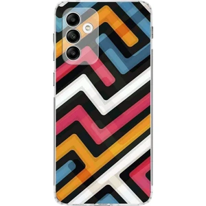 Printify Samsung Galaxy M13 Kamera Korumalı Kapak Labirent Grafiti Tasarımlı Şeffaf Kılıf