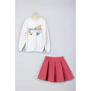 Ada Bebek Çocuk Yeni Sezon Baskılı Etek Sweat Takım