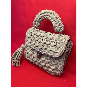 Sanat Leather %100 El Yapımı Kadın Örgü Bej El Çantası (Içi Astarlıdır) Sanat Leather Özel Üretim Çanta