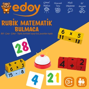 Montessori Eğitici Oyuncaklar-Rubik Matematik Bulmaca Oyunu 16 Küp 40 Kart ve Zil Eğitici Oyuncak