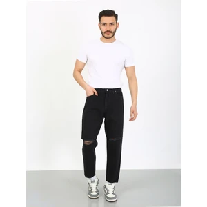 Viking'S Line Boyfriend Diz Yırtık Siyah Denim Jean