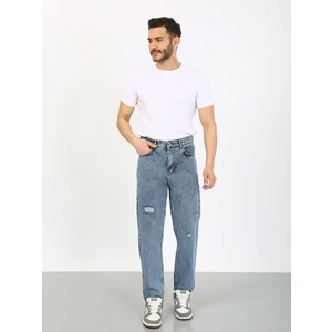 Viking's Line Kaizer Denim Boyfriend Lazerli Koyu Mavi Denim Jean