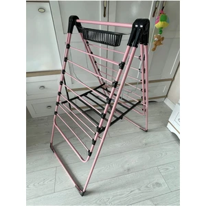 Metal Pembe Renkli Kanatlı Kurutmalık Elbise Çamaşır Kurutmalığı Kalın Borulu Çamaşır Teli Pembe