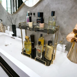 2 Katlı Gold Banyo ve Kozmetik Düzenleyici 28 x 14