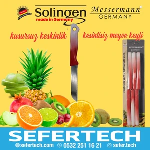 Messermann Germany Sefertech | Bıçak Seti - Solingen | 6'lı Tek Renk Takım Sebze Meyve Bıçağı