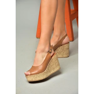 Fox Shoes S996063509 Taba Dolgu Topuklu Kadın Ayakkabı