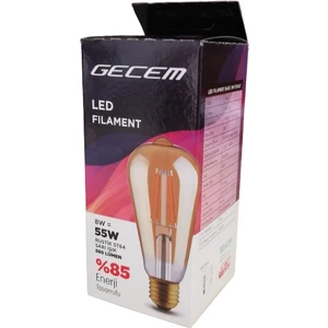 8W Rustik LED Fılament Ampul ST64 Sarı Işık 2700K 880 Lümen 3 Lü Paket