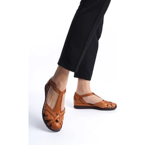 Tamdabu Ayakkabı  Deri Taba Günlük Kadın Sandalet TMD2024403