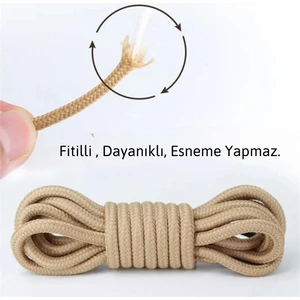 120 cm Extra Sağlam Yuvarlak, Fitilli Bağcık, Bot Bağcığı, (Siyah, Koyu Kahve, Bej, Koyukahve+Sarı)
