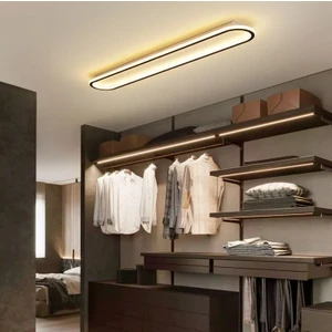 Zr Aydınlatma Siyah Oval 80x16 cm 3 Işık Rengi Kumandalı LED Tavan Avize