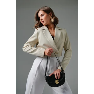 Taş Kruvaze Crop Blazer Ceket