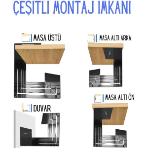 Dukas Metal Masa Altı Kablo Toplayıcı Tepsi