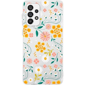 Samsung Galaxy A23 Uyumlu Kapak Çiçek Tasarımlı Şeffaf Süper Silikon Kılıf
