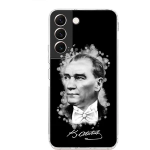 Samsung Galaxy S22 Uyumlu Kamera Korumalı Kapak Atatürk Tasarımlı Şeffaf Süper Silikon Kılıf