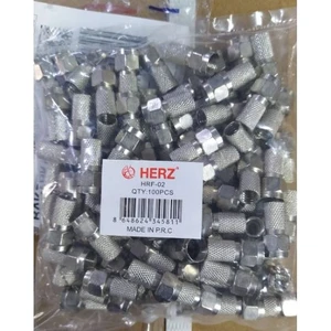 Hf-02 Rg6 U6 22 mm Siyah Contalı F Konnektör 100 Lü Poşet Uydu Tv Cctv Konnektörü