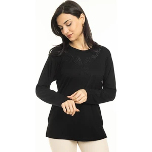 Mutlu City Yeni Sezon Kadın Orta Yaş ve Üzeri Yeni Desen Triko Yaka Likralı Anne Penye Bluz 30520