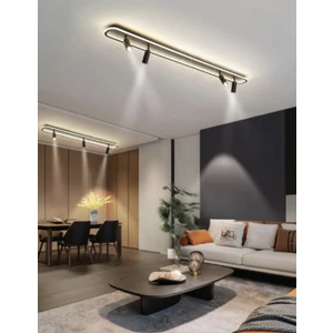 Zr Aydınlatma Siyah Spotlu Oval 120X16CM 3 Işık Rengi, Kuamandalı LED Tavan Lambası, oval Avize, modern Aydınlatma, dekoratif Işık