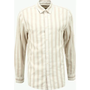 Fabrika Comfort Regular Fit Gömlek Yaka Çizgili Açık Kahve Erkek Gömlek FC4SM-GML 0765