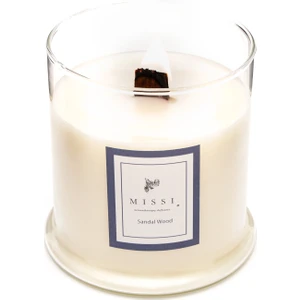 Büyük Üfleme Cam Ahşap Fitilli Sandal Wood Vegan Mum(380 gr)