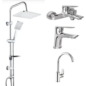 Tandem Banyo+Lavabo+Mutfak Bataryası ve TEMA 53242 Tepe Duş Seti