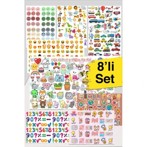 8 Sayfa Çocuk Sticker Set 600+ADET-PLANNER Ajanda Bullet Journal Için Uygun Set
