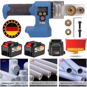 Pvc Boru Kaynak Makinesi, Akülü V258 5 Ah Akülü 350 Derece Pvc Boru Kaynak Makinesi-10 Pilli 2 x Batarya