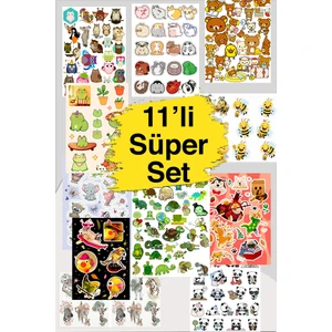 11 Sayfa Sevimli Hayvan Konseptli Sticker Set