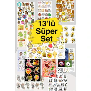 13 Sayfa Sevimli Hayvan Konseptli Sticker Set