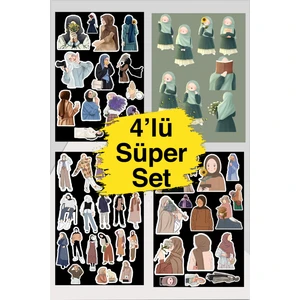 4'lü Hjab Sticker Set-Müslim Sticker Set-Tesettür Sticker Set