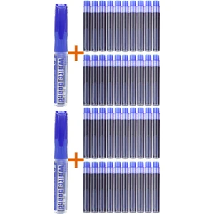 40 Adet Mavi Kartuş + 2 Adet Tüplü Byb Mavi Kartuşlu Beyaz Tahta Kalemi