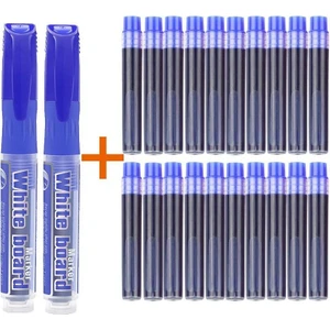 2 Adet Tüplü Mavi Kartuşlu Beyaz Tahta Kalemi + 20 Mavi Kartuş Tüp