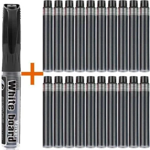 1 Adet Tüplü Siyah Kartuşlu Beyaz Tahta Kalemi + 20 Siyah Kartuş Tüp