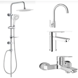 Mare Banyo+Lavabo+Mutfak Bataryası ve Tema 53276 Tepe Duş Seti