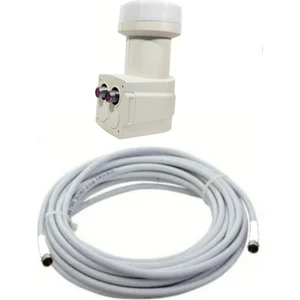 30 Metre Uydu Kablosu + Ikili Çıkış Çanak Uydu 4K Full Hd 3D Lnb + F Konnektör (2 Li Twin Lnb)