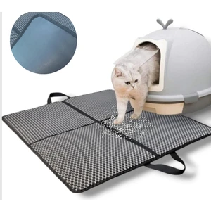 Yeni Konsept Deri Taban Büyük Boy Elekli Kedi Tuvalet Önü Paspası, Yıkanabilir, Silinebilir Paspası 70 x 60 cm