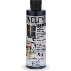 Selfy Decor Kendinden Vernikli Mobilya Boyası Antrasit Renk 240cc Su Bazlı Kullanıma Hazır