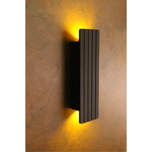 Tekno Trust Siyah Pilli Dekoratif Duvar Aydınlatması Aplik Gece Lambası (Siyah Yarı Mat-Amber) 2 GU10 Ahşap LED