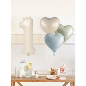 Parti Pera Krem Rakam Folyo Balon Retro Kalp Folyo Balon Seti Doğum Günü Balon Seti